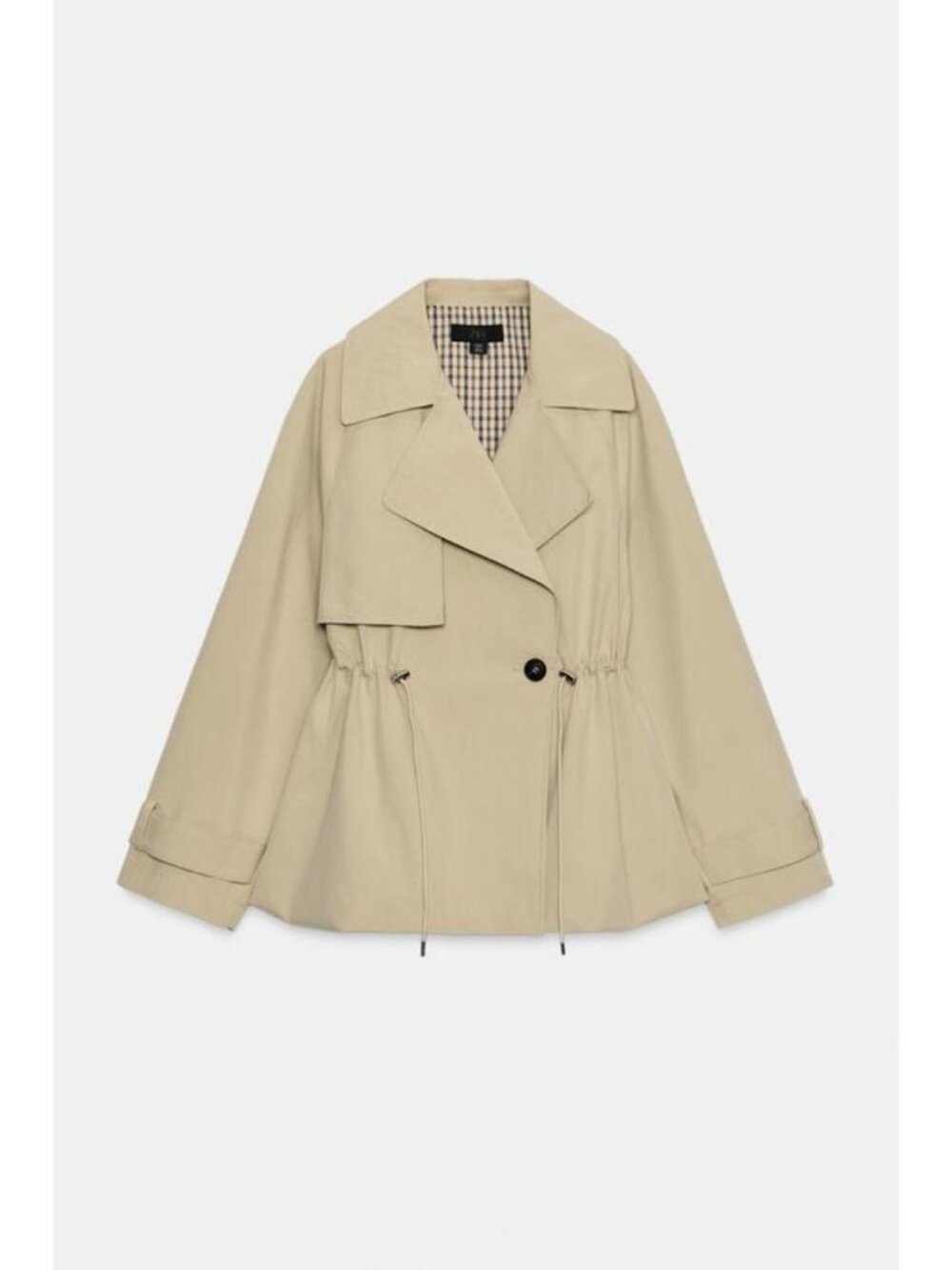 ZARA DOUBLE-BREASTED DRAWSTRING TRENCH JACKET 6318/011/075
